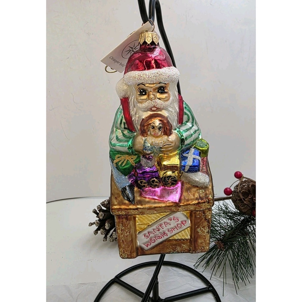 Christopher Radko Santa's Workshop 1997 97-231-0 Glass Ornament Poland 6" Tag